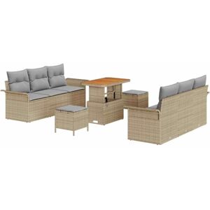 VidaXL Garden Sofa Set - Beige Rattan, Cushions, Seats 5 VidaXL Garden Sofa Set - Beige Rattan, Cushions, Seats 5