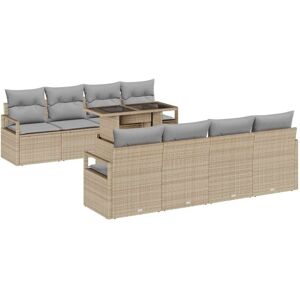 Garden Sofa Set 9 pcs Beige and Light Grey Poly Rattan vidaXL Garden Sofa Set 9 pcs Beige and Light Grey Poly Rattan vidaXL