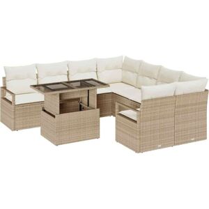 Garden Sofa Set with Cushion 9 pcs Beige and Cream Poly Rattan vidaXL Garden Sofa Set with Cushion 9 pcs Beige and Cream Poly Rattan vidaXL