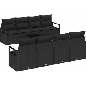 Vidaxl - Garden Sofa Set with Cushion Manual 9 pcs Black 55 x 55 x 37 cm Vidaxl - Garden Sofa Set with Cushion Manual 9 pcs Black 55 x 55 x 37 cm