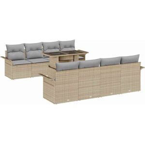 Garden Sofa Set with Cushion 9 pcs Beige Poly rattan vidaXL Garden Sofa Set with Cushion 9 pcs Beige Poly rattan vidaXL