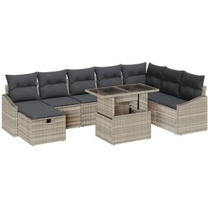 Vidaxl - Garden Sofa Set with Cushion 9 pcs Light grey Poly rattan Vidaxl - Garden Sofa Set with Cushion 9 pcs Light grey Poly rattan