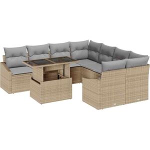 Vidaxl - Garden Sofa Set 9 pcs Beige and light grey 100 x 55 x 73 cm Vidaxl - Garden Sofa Set 9 pcs Beige and light grey 100 x 55 x 73 cm