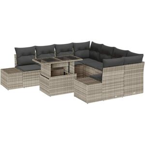 Vidaxl - Garden Sofa Set 9 pcs Light Grey, Dark Grey 100 x 55 x 73 cm Vidaxl - Garden Sofa Set 9 pcs Light Grey, Dark Grey 100 x 55 x 73 cm