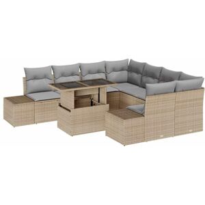 Vidaxl - Garden Sofa Set 9 pcs Beige, Light Grey 100 x 55 x 73 cm Vidaxl - Garden Sofa Set 9 pcs Beige, Light Grey 100 x 55 x 73 cm