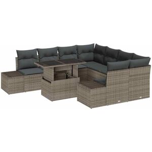 Sofa Set with Cushion Height Adjustable 9 pcs Grey Poly Rattan vidaXL Sofa Set with Cushion Height Adjustable 9 pcs Grey Poly Rattan vidaXL