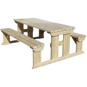 Arbor Garden Solutions - 4ft (120cm) Picnic table and bench set, natural (light-green) finish, Abies square corners Arbor Garden Solutions - 4ft (120cm) Picnic table and bench set, natural (light-green) finish, Abies square corners
