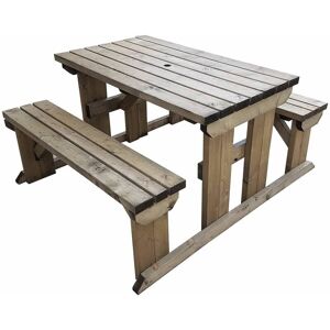 Arbor Garden Solutions - 6ft (180cm) Picnic table and bench set, rutic brown finish, Abies square corners Arbor Garden Solutions - 6ft (180cm) Picnic table and bench set, rutic brown finish, Abies square corners