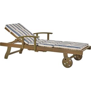 BELIANI Sun Lounger with Cushion AMANTEA II Reclining Acacia Wood Dark Blue BELIANI Sun Lounger with Cushion AMANTEA II Reclining Acacia Wood Dark Blue