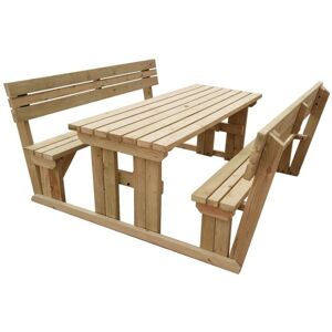 ARBOR GARDEN SOLUTIONS 8ft (240cm) Picnic table and bench set with backrest, natural (light-green) finish, Alders square corners ARBOR GARDEN SOLUTIONS 8ft (240cm) Picnic table and bench set with backrest, natural (light-green) finish, Alders square corners
