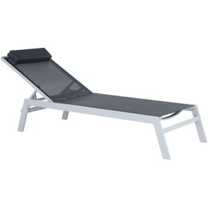Beliani Garden Outdoor Lounger - Adjustable Reclining Backrest - Black Beliani Garden Outdoor Lounger - Adjustable Reclining Backrest - Black
