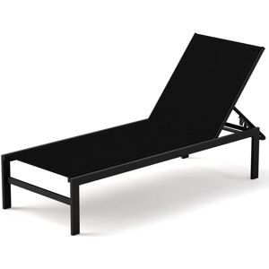 Costway - Aluminum Chaise Lounge Chair Heavy-Duty Patio Recliner-Black Costway - Aluminum Chaise Lounge Chair Heavy-Duty Patio Recliner-Black