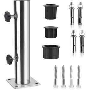 Parasol Tube, Parasol Base, Adjustable Stainless Steel Parasol Stand with 3 pvc Reducing Rings (32/38/48mm), Parasol Base with 8 Steel Nails - Alwaysh Parasol Tube, Parasol Base, Adjustable Stainless Steel Parasol Stand with 3 pvc Reducing Rings (32/38/48mm), Parasol Base with 8 Steel Nails - Alwaysh