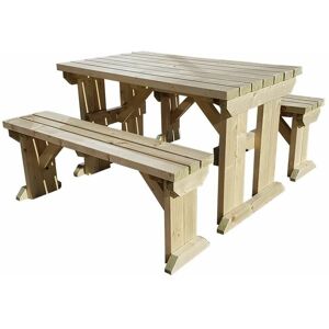 Arbor Garden Solutions - 4ft (120cm) Picnic table and bench set, natural (light-green) finish, Aspen square corners Arbor Garden Solutions - 4ft (120cm) Picnic table and bench set, natural (light-green) finish, Aspen square corners