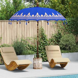 Balinese Parasol 260 Blue 210-220 cm Cotton and solid wood vidaXL Balinese Parasol 260 Blue 210-220 cm Cotton and solid wood vidaXL