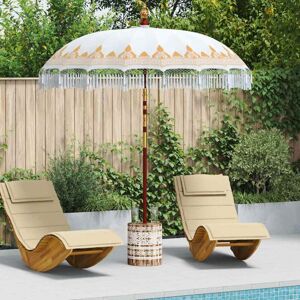 Balinese Parasol 260 Cream 210-220 cm Cotton and solid wood vidaXL Balinese Parasol 260 Cream 210-220 cm Cotton and solid wood vidaXL