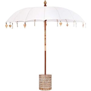 Balinese Parasol 260 Cream 210-220 cm Cotton and solid wood vidaXL Balinese Parasol 260 Cream 210-220 cm Cotton and solid wood vidaXL