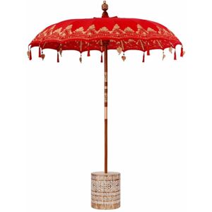 Balinese Parasol 260 Red 180-190 cm Cotton and solid wood vidaXL Balinese Parasol 260 Red 180-190 cm Cotton and solid wood vidaXL