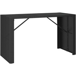 Bar Table with Glass Top Black 185x80x110 cm Poly Rattan Vidaxl Bar Table with Glass Top Black 185x80x110 cm Poly Rattan Vidaxl