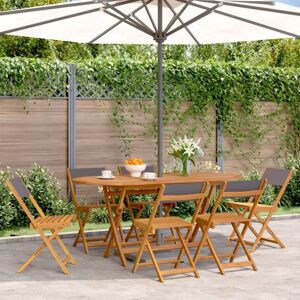 Vidaxl - Folding Garden Chairs 6 pcs Anthracite Fabric and Solid Wood Vidaxl - Folding Garden Chairs 6 pcs Anthracite Fabric and Solid Wood