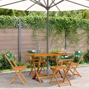Vidaxl - Folding Garden Chairs 4 pcs Green Fabric and Solid Wood Vidaxl - Folding Garden Chairs 4 pcs Green Fabric and Solid Wood