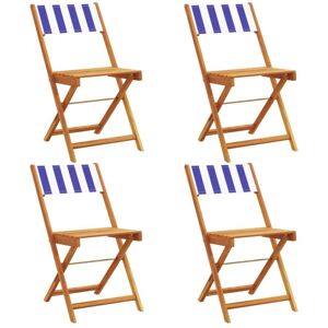 Vidaxl - Folding Garden Chairs 4 pcs Blue and White Fabric and Solid Wood Vidaxl - Folding Garden Chairs 4 pcs Blue and White Fabric and Solid Wood