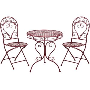 BELIANI Bistro Set ALBINIA Metal Burgundy BELIANI Bistro Set ALBINIA Metal Burgundy