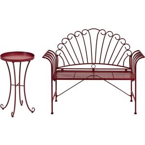 BELIANI Bistro Set CAVINIA Metal Burgundy BELIANI Bistro Set CAVINIA Metal Burgundy