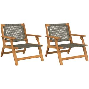 Garden Furniture 2 pcs Grey 67 x 78 x 73cm Solid Acacia wood vidaXL Garden Furniture 2 pcs Grey 67 x 78 x 73cm Solid Acacia wood vidaXL