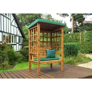 Charles Taylor - Wooden Bramham 2 Seater Garden Arbour Seat Bench Green Cushions Charles Taylor - Wooden Bramham 2 Seater Garden Arbour Seat Bench Green Cushions