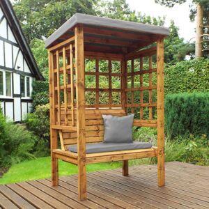 Charles Taylor - Wooden Bramham 2 Seater Garden Arbour Seat Bench Red Cushions Charles Taylor - Wooden Bramham 2 Seater Garden Arbour Seat Bench Red Cushions