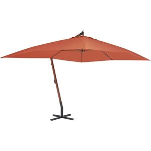 vidaXL Wooden Pole Cantilever Umbrella - 400x300cm, Terracotta - Umbrella vidaXL Wooden Pole Cantilever Umbrella - 400x300cm, Terracotta - Umbrella