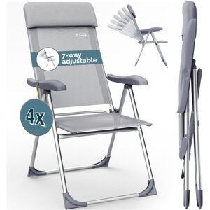 CASARIA® 2x/4x Aluminium High Back Folding Garden Chairs Lightweight 7-Way Adjustable Backrest Armchairs Set Padded Headrest Patio Balcony Camping CASARIA® 2x/4x Aluminium High Back Folding Garden Chairs Lightweight 7-Way Adjustable Backrest Armchairs Set Padded Headrest Patio Balcony Camping