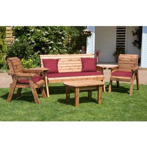 Charles Taylor - Wooden Garden 5 Seater Multi Chair Bench Set & Table Red Cushion Charles Taylor - Wooden Garden 5 Seater Multi Chair Bench Set & Table Red Cushion