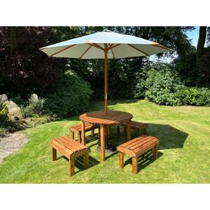 Charles Taylor Trading - Knights Four Seater Round Garden Table Set - Timber - L230 x W230 x H80 cm Charles Taylor Trading - Knights Four Seater Round Garden Table Set - Timber - L230 x W230 x H80 cm