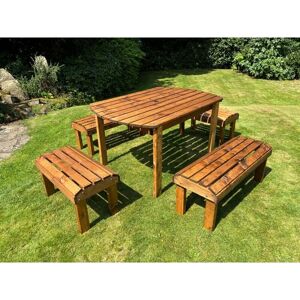 Charles Taylor Trading - Knights Six Seater Rectangular Garden Table Set - Timber - L290 x W245 x H80 cm Charles Taylor Trading - Knights Six Seater Rectangular Garden Table Set - Timber - L290 x W245 x H80 cm