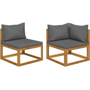 2 Piece Sofa Set with Dark Grey Cushions Solid Acacia Wood Vidaxl 2 Piece Sofa Set with Dark Grey Cushions Solid Acacia Wood Vidaxl