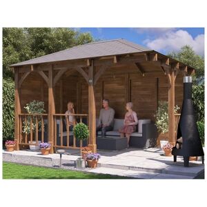 DUNSTER HOUSE LTD. Dunster House Corner Gazebo 4m x 3m Garden Shelter Canopy Wooden Roof Shingles Leviathan DUNSTER HOUSE LTD. Dunster House Corner Gazebo 4m x 3m Garden Shelter Canopy Wooden Roof Shingles Leviathan