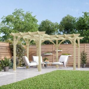 RUTLAND COUNTY GARDEN FURNITURE LTD Corner Pergola - Wood - L420 x W420 cm - Light Green RUTLAND COUNTY GARDEN FURNITURE LTD Corner Pergola - Wood - L420 x W420 cm - Light Green