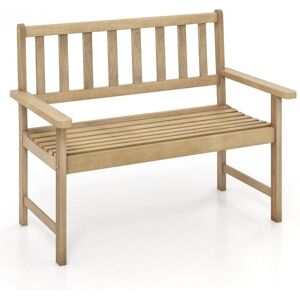 COSTWAY Wood Garden Bench 2-Person Patio Lounger Loveseat Slatted Seat with Backrest COSTWAY Wood Garden Bench 2-Person Patio Lounger Loveseat Slatted Seat with Backrest