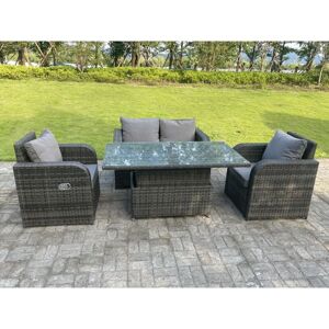 Fimous Outdoor Adjustable Dining Coffee Table Set Dark Grey - Outdoor Furniture Set Fimous Outdoor Adjustable Dining Coffee Table Set Dark Grey - Outdoor Furniture Set