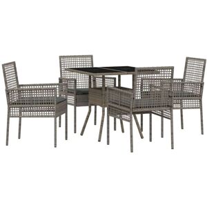Garden Dining Set 5 pcs Grey Poly rattan Vidaxl Garden Dining Set 5 pcs Grey Poly rattan Vidaxl