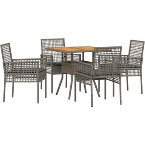 Garden Dining Set 5 pcs Grey Poly rattan vidaXL Garden Dining Set 5 pcs Grey Poly rattan vidaXL