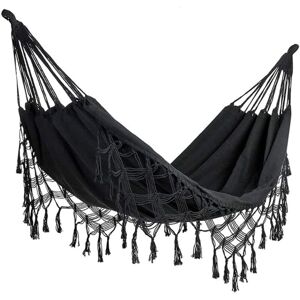 MEMKEY Double Hammock for Home or Outdoor Indoor Outdoor Soft Cotton Hammock for Two Person for Patio Backyard Porch Lawn and Backyard Black Maximum Load: MEMKEY Double Hammock for Home or Outdoor Indoor Outdoor Soft Cotton Hammock for Two Person for Patio Backyard Porch Lawn and Backyard Black Maximum Load: