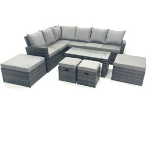 10 Seat Rattan Garden Furniture Corner Sofa Set Outdoor Patio Sofa Chair Table Set with 2 Small Footstools 2 Big Footstools Dark Grey Mixed - Fimous 10 Seat Rattan Garden Furniture Corner Sofa Set Outdoor Patio Sofa Chair Table Set with 2 Small Footstools 2 Big Footstools Dark Grey Mixed - Fimous