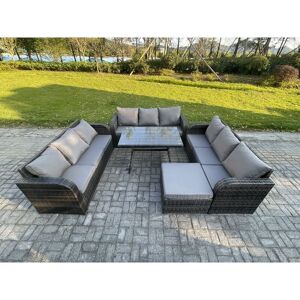 10 Seater Wicker Rattan Garden Furniture Set with Rectangular Dining Table Big Footstool Patio Outdoor Lounge Sofa Set - Fimous 10 Seater Wicker Rattan Garden Furniture Set with Rectangular Dining Table Big Footstool Patio Outdoor Lounge Sofa Set - Fimous