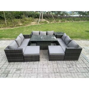 Fimous 11 Seater Outdoor Rattan Garden Furniture Sofa Set - Dark Grey - Garden Furniture Set Fimous 11 Seater Outdoor Rattan Garden Furniture Sofa Set - Dark Grey - Garden Furniture Set