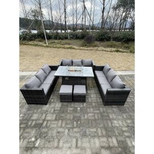 Fimous 11 Seater Outdoor Lounge Rattan Sofa Set Garden Furniture Gas Firepit - Outdoor Lounge Set Fimous 11 Seater Outdoor Lounge Rattan Sofa Set Garden Furniture Gas Firepit - Outdoor Lounge Set