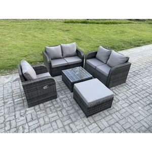 5 Piece Garden Furniture Sets 6 Seater Outdoor Patio Furniture Set Weaving Wicker Rattan Sofa Chair and Table with Big Footstool - Fimous 5 Piece Garden Furniture Sets 6 Seater Outdoor Patio Furniture Set Weaving Wicker Rattan Sofa Chair and Table with Big Footstool - Fimous