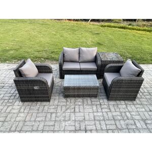 5 pc Outdoor pe Rattan Garden Furniture Set Wicker Love Sofa Coffee Table 2 Armchair Side Table Dark Grey Mixed - Fimous 5 pc Outdoor pe Rattan Garden Furniture Set Wicker Love Sofa Coffee Table 2 Armchair Side Table Dark Grey Mixed - Fimous